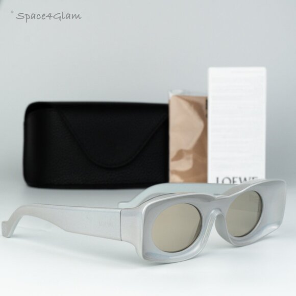 Loewe Women Sunglasses Grey Gold Mirror Rectangle LW40033I 24C NEW AUTHENTIC - Picture 1 of 8